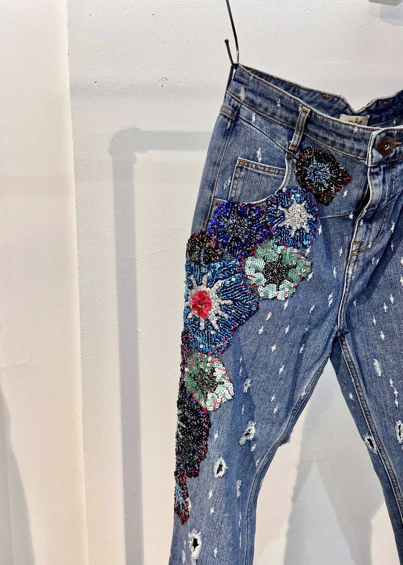 Reclaimed Embroidery Patched Jeans
