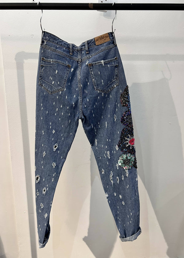 Reclaimed Embroidery Patched Jeans